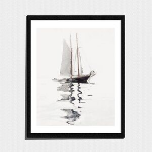 Art Print, Minimalist Sailboat Painting